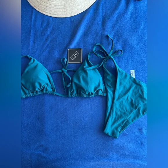 Teal Triangle Bikini Set - Picture 6 of 7